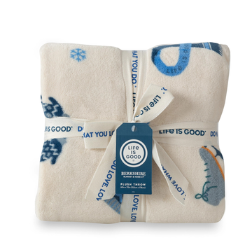 Life is Good Winter Fun Plush Throw Blanket