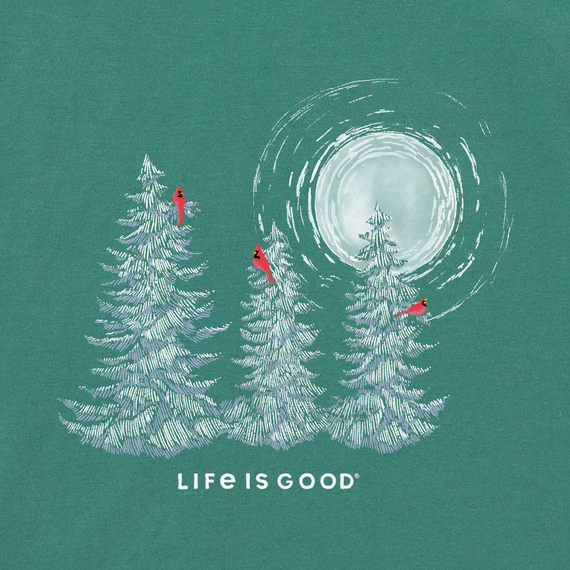 Life is Good Women's Snowy Pines with Cardinals Long Sleeve Crusher Vee