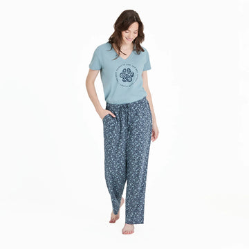 Life is Godo Women's Floral Paw Pattern Snuggle Up Sleep Pant