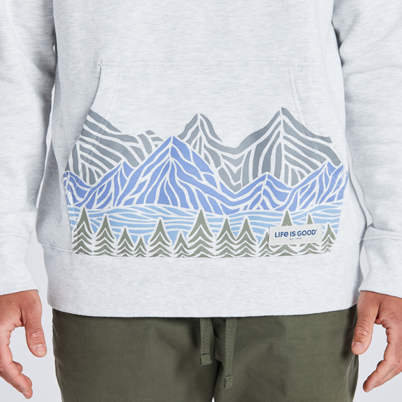 Life is Good Men's Woodblock Mountain Scene Simply True Fleece Hoodie