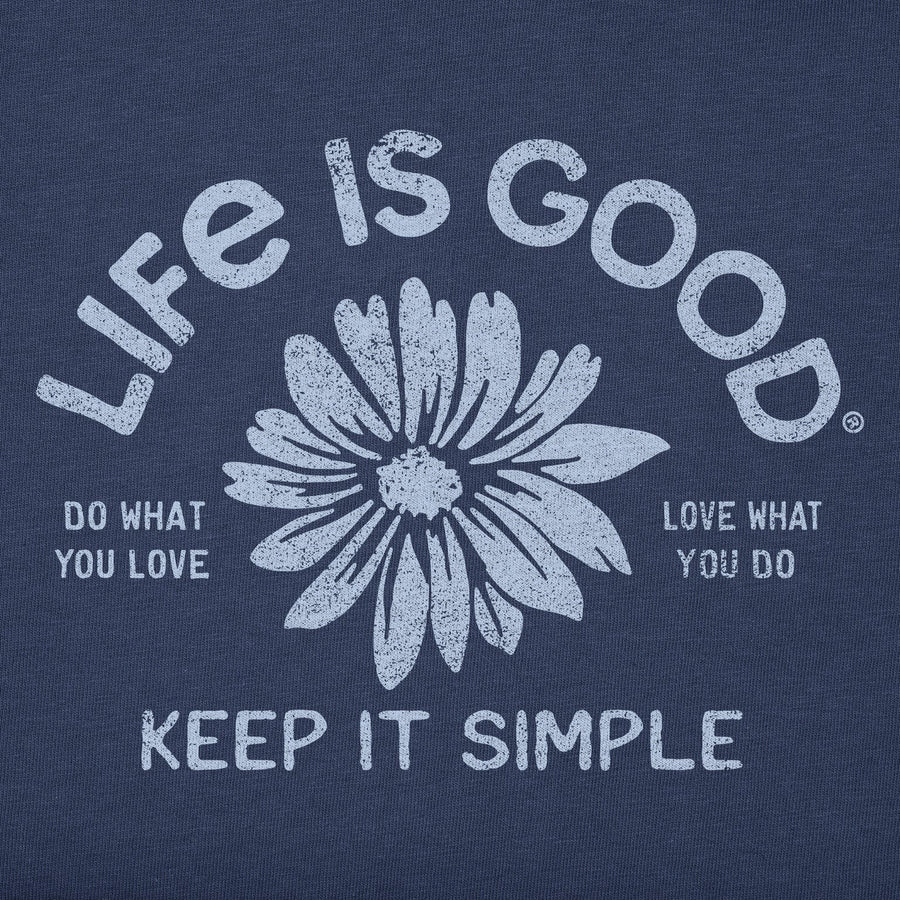 Life is Good Women's Crafty Keep it Simple Daisy Long Sleeve Crusher Lite Vee