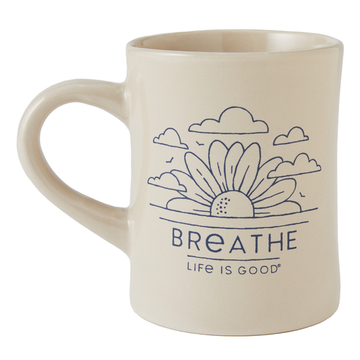 Life is Good Breathe Sunflower Sunrise Diner Mug