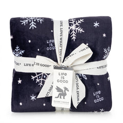 Life is Good Snowflakes Plush Throw Blanket