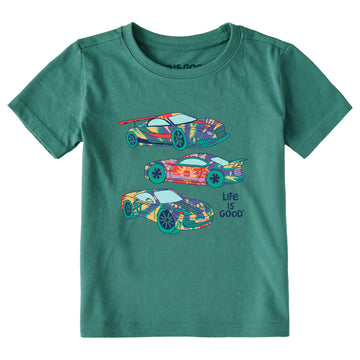 Life is Good Toddler Tie Dye Race Cars Crusher Tee