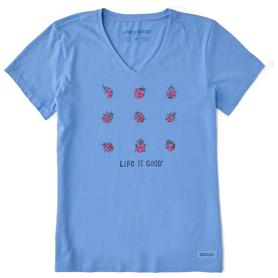 Life is Good Women's Dreamy Ladybug Grid Crusher Vee