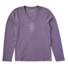 Life is Good Women's Stitch, Please Long Sleeve Crusher Vee