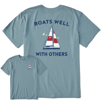 Life is Good Men's Boats Well with Others Sail Boat Crusher Tee