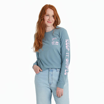 Life is Good Women's Tropical Beach Scene Long Sleeve Crusher Tee