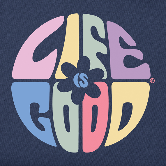 Life is Good Women's Daisy Circle Psychedelic Long Sleeve Crusher Tee