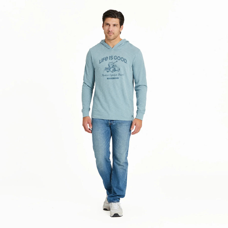 Life is Good Men's Art of Optimism Truck with Guitar Long Sleeve Slub Hoodie