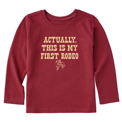 Life is Good Toddler Woodcut First Rodeo Long Sleeve Crusher Tee