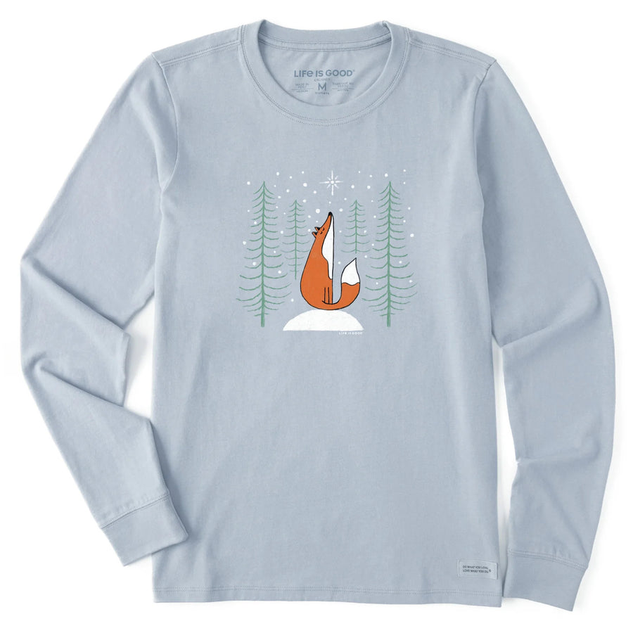 Life is Good Women's Lone Fox in the Snow Long Sleeve Crusher Tee