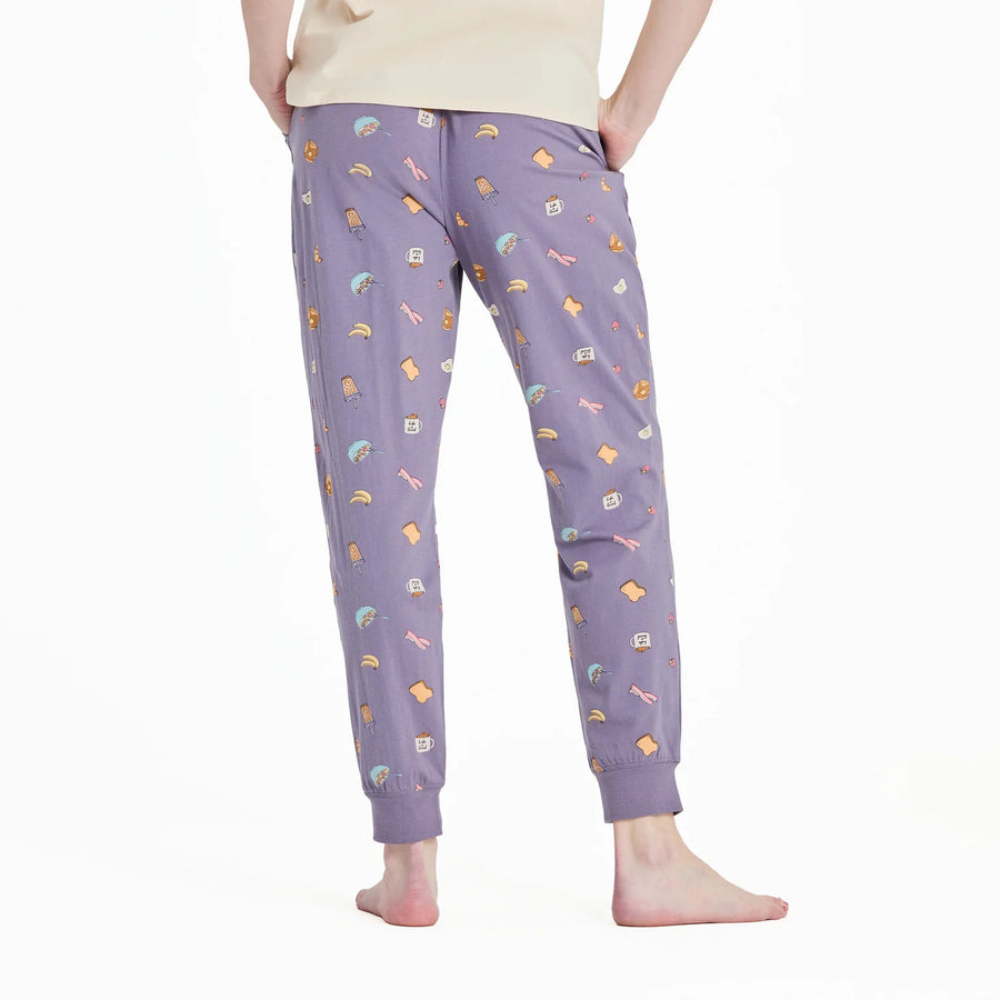 Life is Good Women's Breakfast Pattern Snuggle Up Sleep Jogger