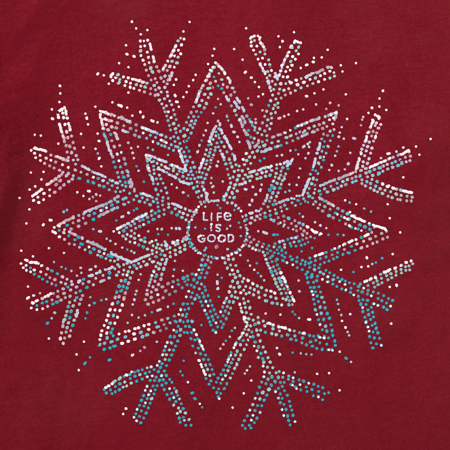 Life is Good Women's Sparkle Snowflake Long Sleeve Crusher Lite Vee