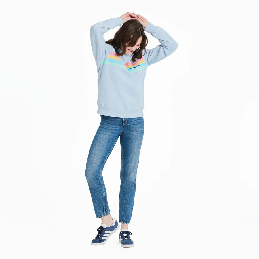 Life is Good Women's Quad Simple Stripe Good Vibes Fleece Hoodie