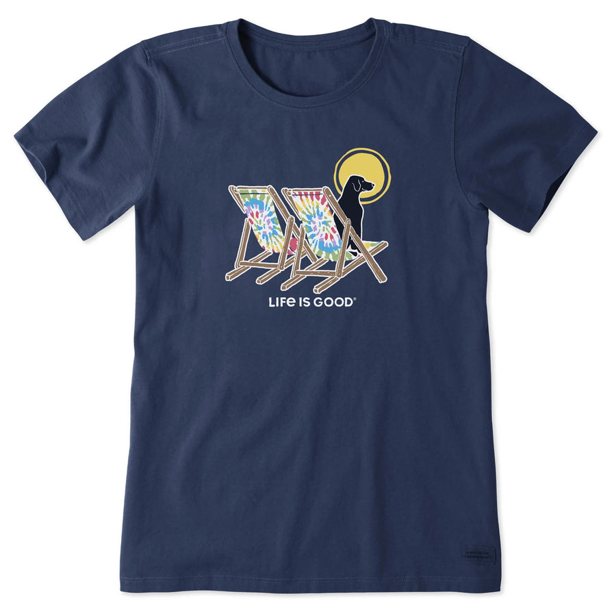 Life is Good Women's Tie Dye Dog Beach Chairs Crusher Tee
