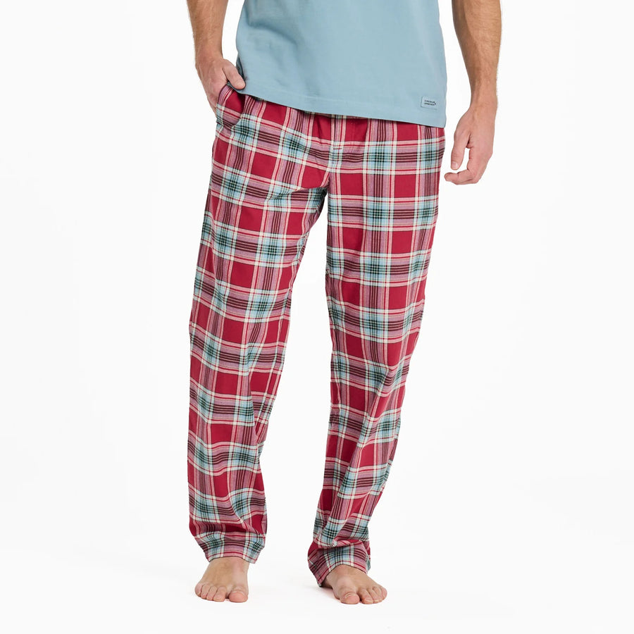 Life is Good Men's Adirondack Red Holiday Plaid Classic Sleep Pant