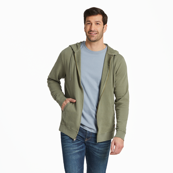 Life is Good Men's Solid French Terry Zip Hoodie