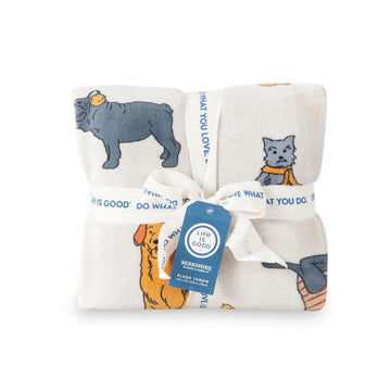 Life is Good Winter Dogs Plush Throw Blanket