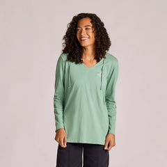 Life is Good Women's Southwest Emblem Long Sleeve Crusher Lite Hooded Tee