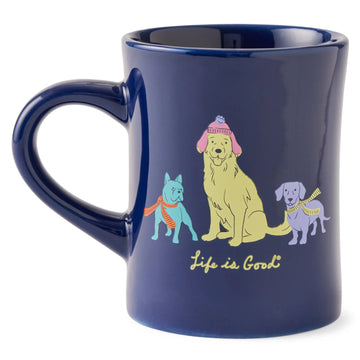 Life is Good Warm Winter Dogs Trio Diner Mug
