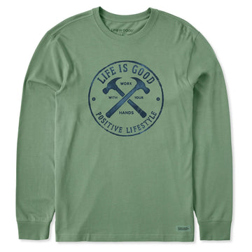 Life is Good Men's Work With Your Hands Hammers Long Sleeve Crusher Tee
