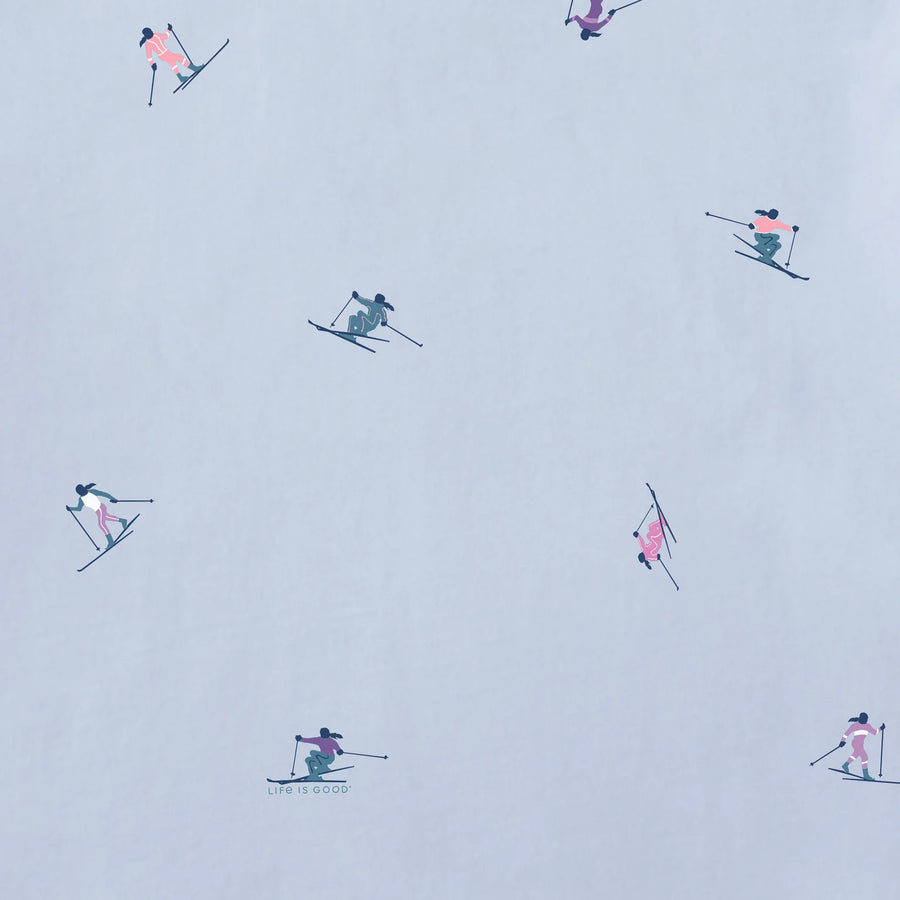 Life is Good Women's Ski Ya Later Pattern Long Sleeve Snuggle Up Sleep Tee