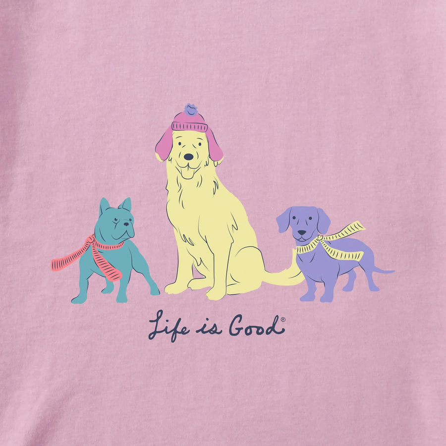 Life is Good Women's Warm Winter Dogs Trio Long Sleeve Snuggle Up Sleep Tee