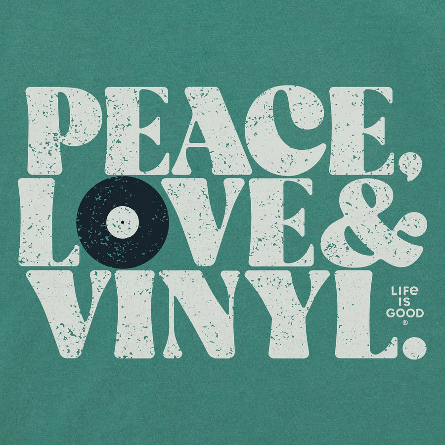 Life is Good Women's Peace Love & Vinyl Short Sleeve Crusher Tee
