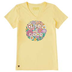 Life is Good Women's Retro Flowerball Crusher Vee
