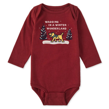 Life is Good Baby Wagging Wonderland Rocket Long Sleeve Crusher Bodysuit