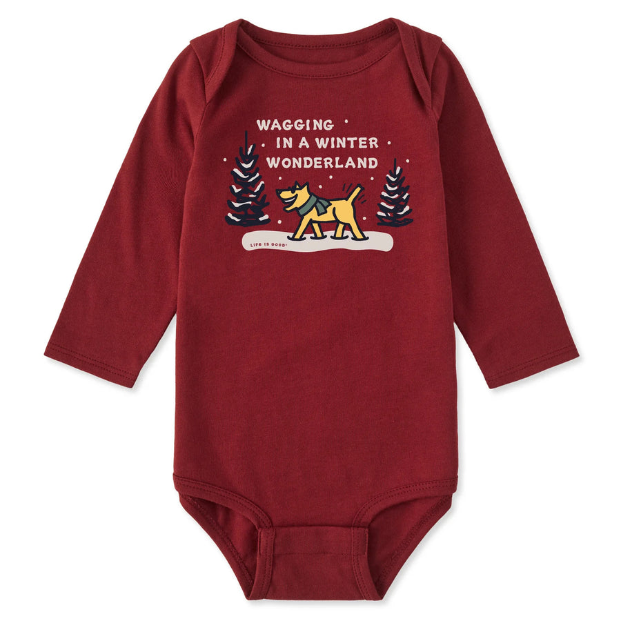 Life is Good Baby Wagging Wonderland Rocket Long Sleeve Crusher Bodysuit