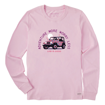 Life is Good Women's Adventure More Worry Less 4x4 Long Sleeve Crusher Lite Tee