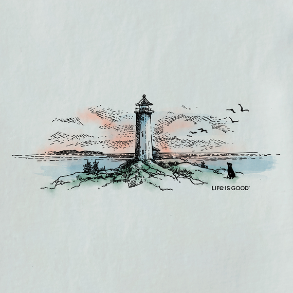 Life is Good Men's Storybook Lighthouse Vista Long Sleeve Crusher Tee