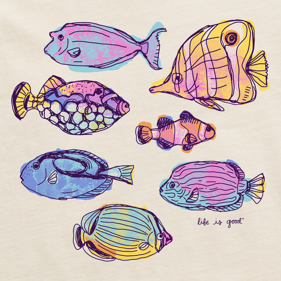 Life is Good Women's Watercolour Tropical Fish Crusher Lite Tee