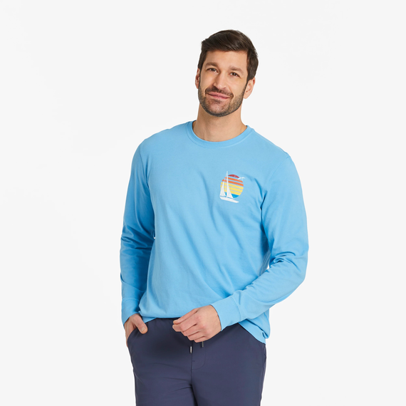 Life is Good Men's Just Add Water Sailboat Long Sleeve Crusher Lite Tee