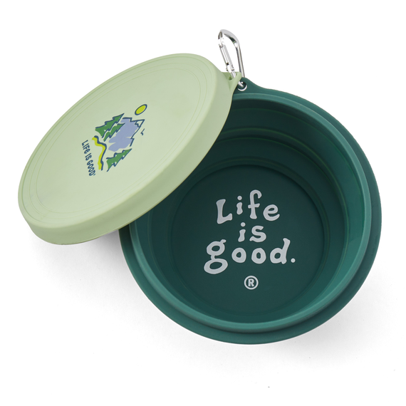 Life is Good Vintage Mountains Silicone Travel Bowl with Lid