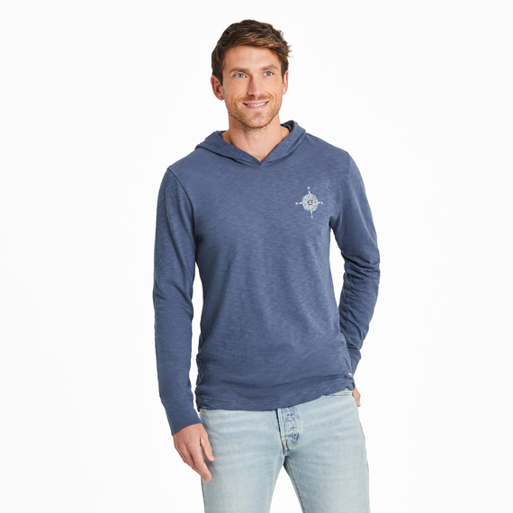 Life is Good Men's Tribal Compass Textured Slub Hoodie