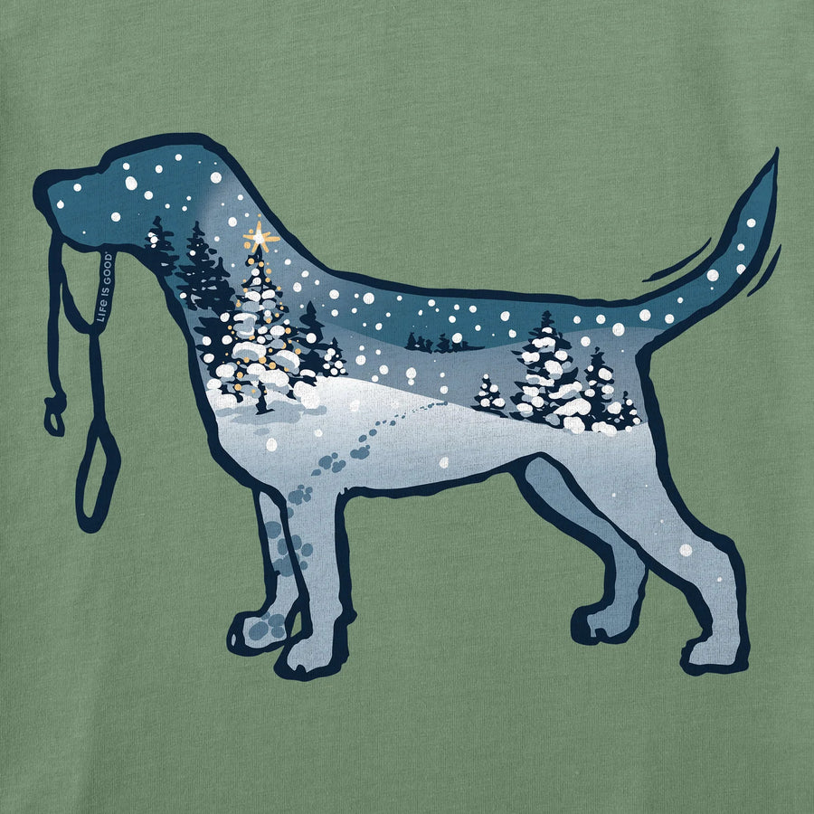 Life is Good Women's Snowscape Dog Long Sleeve Crusher Vee