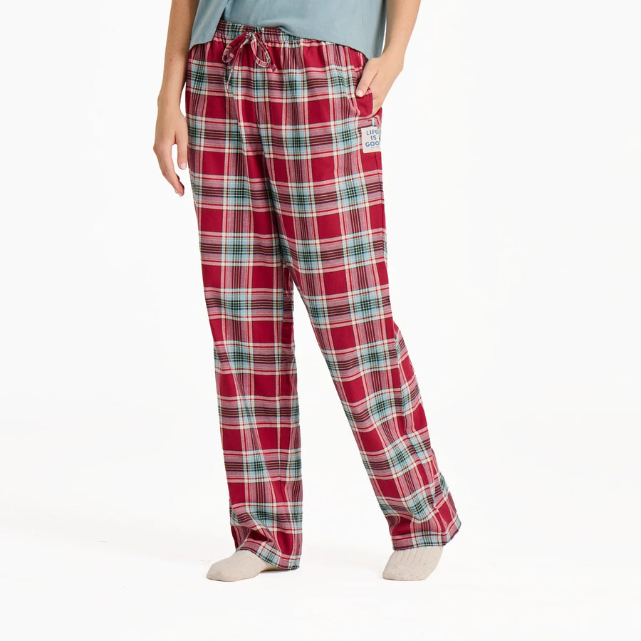 Life is Good Women's Adirondack Red Holiday Plaid Classic Sleep Pant