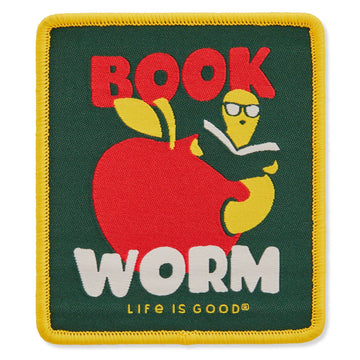 Life is Good Book Worm Woven Patch