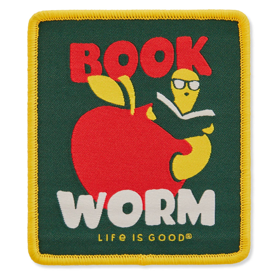 Life is Good Book Worm Woven Patch