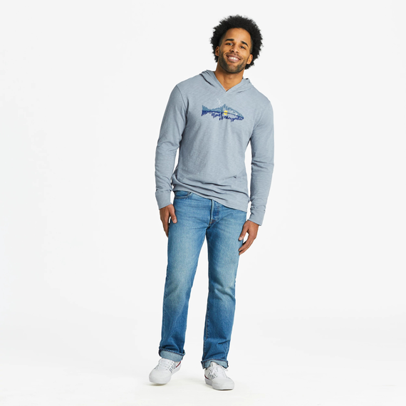 Life is Good Men's Fishscape Textured Slub Hoodie