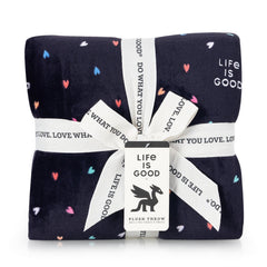 Life is Good Ditzy Hearts Plush Throw Blanket