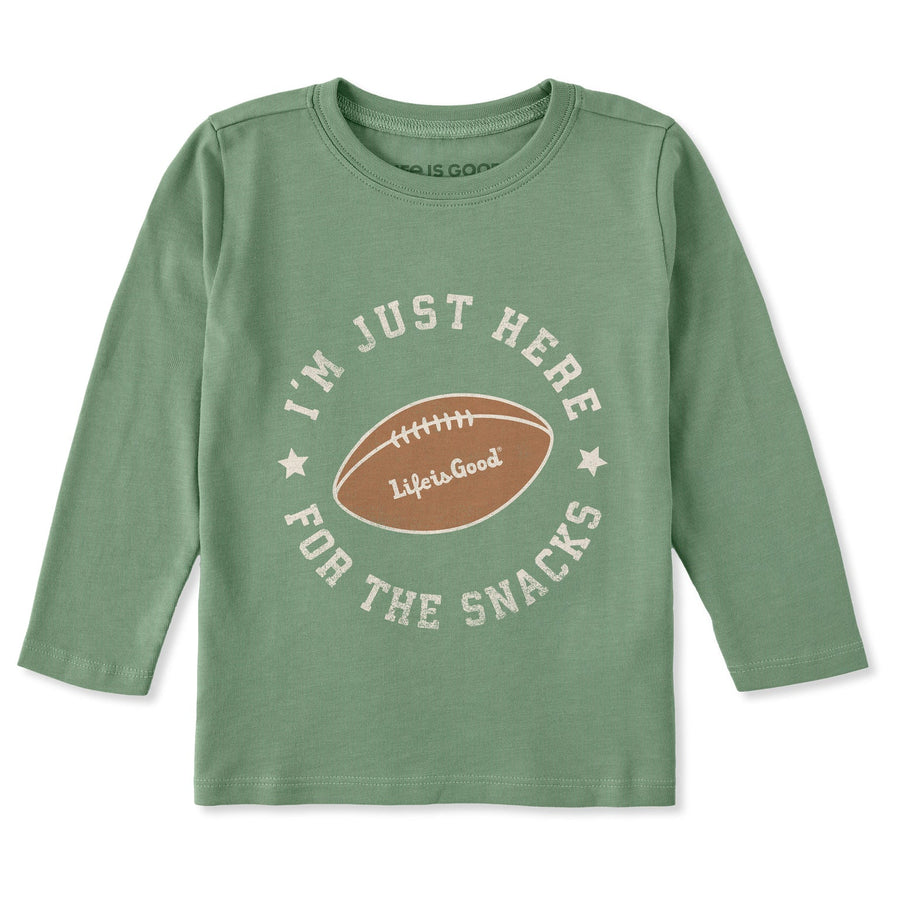 Life is Good Toddler Football Here for the Snacks Long Sleeve Crusher Tee