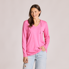Life is Good Women's Flower Symmetry Long Sleeve Crusher Lite Hooded Tee
