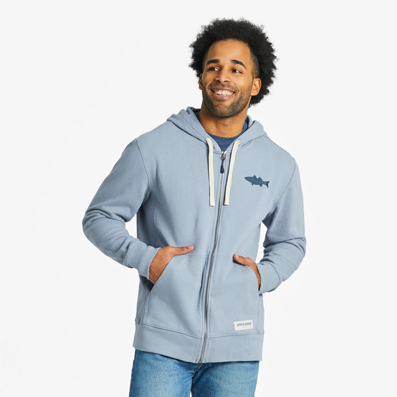 Life is Good Men's Fish More Truck Simply True Fleece Zip Hoodie