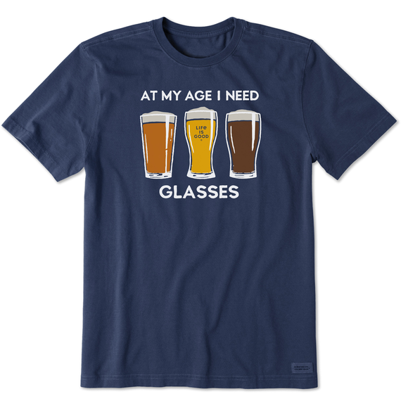 Life is Good Men's Clean At My Age Beer Glasses Crusher Tee