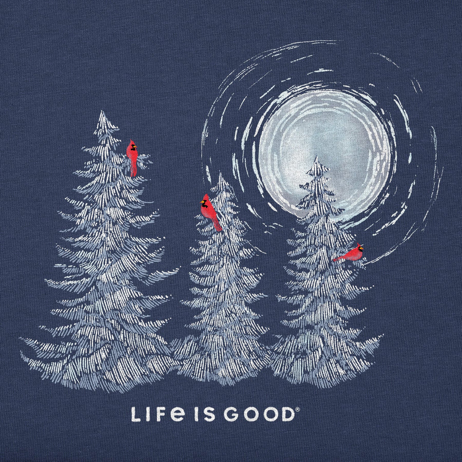 Life is Good Women's Snowy Pines with Cardinals Long Sleeve Crusher Vee
