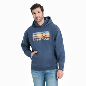Life is Good Men's Sun and Stripes Good Vibes Fleece Hoodie
